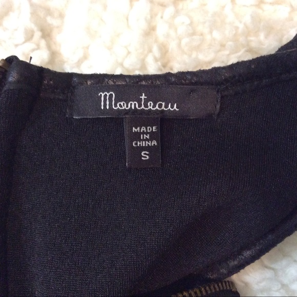 Leather Trim Waffle Weave Knit Short  Dress - Picture 8 of 8